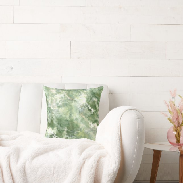  Moss Green Seamless Marbled  Throw Pillow (Couch)