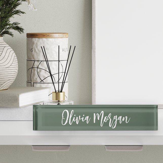 Moss Green Sketched Cursive Script Name Nameplate (Creator Uploaded)