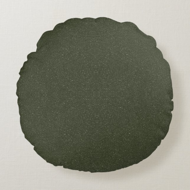 Moss Green Sparkle Round Throw Pillow – Customise (Front)