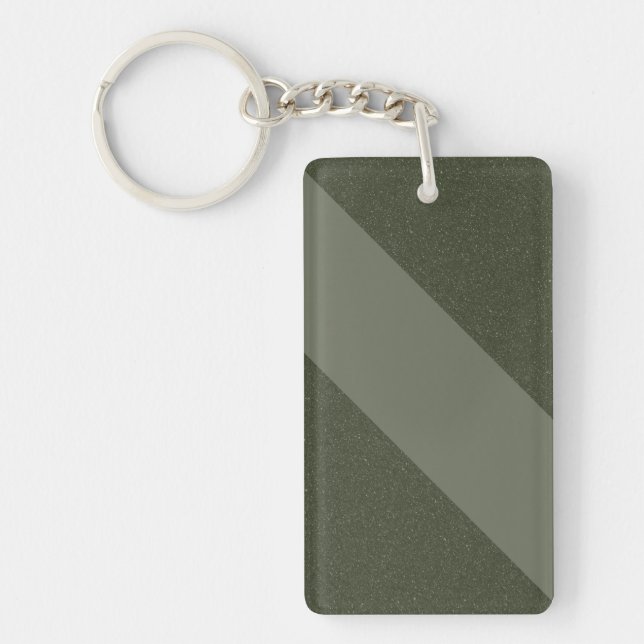 Moss Green Split Diagonal Keychain – Customisable (Front)