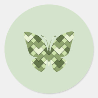 Moss Green Square and Diamond Harlequin butterfly Classic Round Sticker