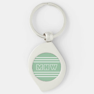 Moss Green Stripes custom monogram key chain