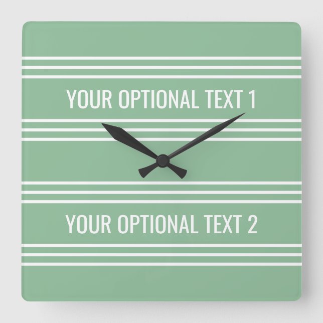 Moss Green Stripes custom wall clock (Front)