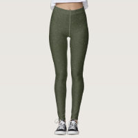 Moss Green Textured Look Leggings – Customisable