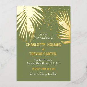 Moss Green Tropical Palms Summer Beach Wedding 