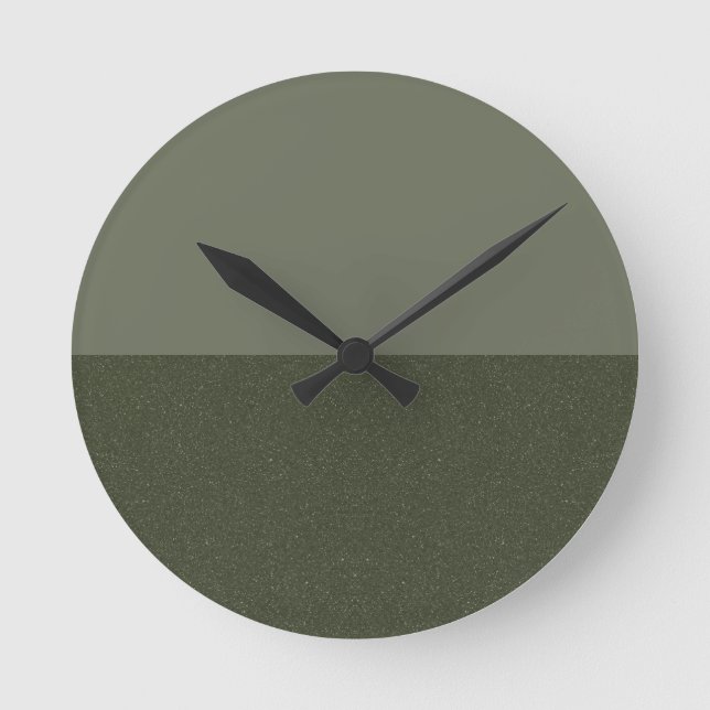 Moss Green Two-Tone Wall Clock – Custom Minimalism (Front)