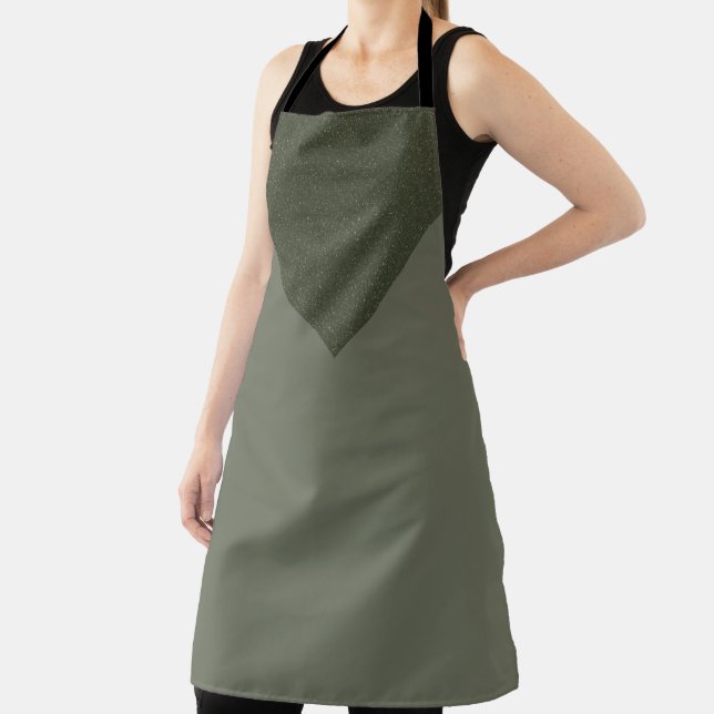 Moss Green V-Cut Speckled Apron (Insitu)
