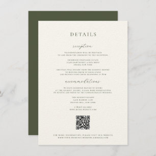 Moss Green Wedding Details Card
