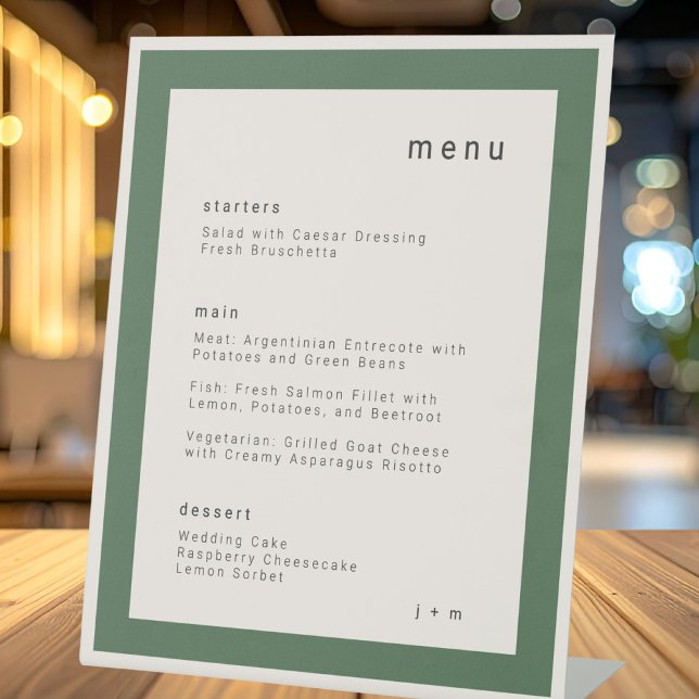 Moss Green wedding menu Pedestal Sign (Creator Uploaded)