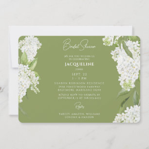 Moss Green White Hydrangeas Bridal Shower II Invitation