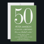 Moss Green White Modern Adult Birthday Invitations<br><div class="desc">A simple and modern green and white birthday invitation for milestone or any age birthday.  This invite is for any age including milestones: 18th 21st 30th 35th 40th 45th 50th 55th 60th 65th 70th 75th 80th 85th 90th</div>