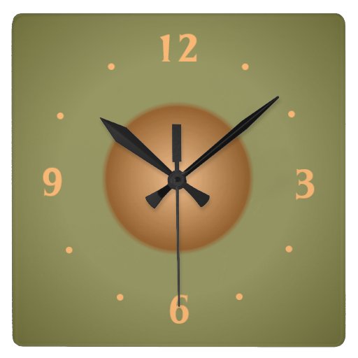 Image of Moss Green with Tan centre Plain Kitchen Clock