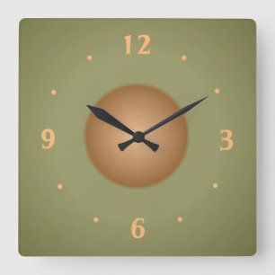 Moss Green with Tan centre Plain Kitchen Clock