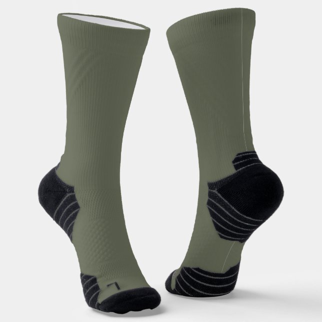 Moss Green Women’s Crew Socks – Customisable Style (Angled)
