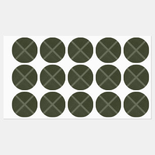 Moss Green X-Pattern Round Stickers Labels