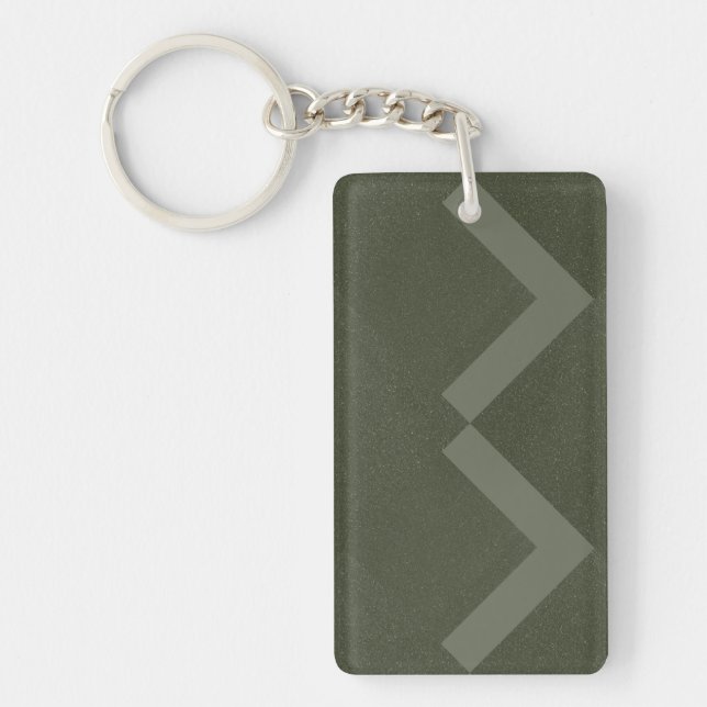 Moss Green Zigzag Acrylic Keychain – Customisable (Front)