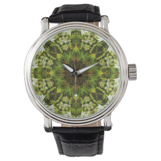 Moss Kaleidoscope Vintage Leather Strap Black Watch