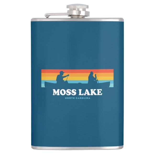 Moss Lake North Carolina Canoe Hip Flask (Front)