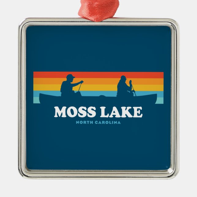 Moss Lake North Carolina Canoe Metal Tree Decoration (Front)