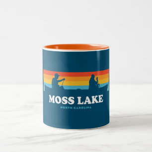 Moss Lake North Carolina Canoe Two-Tone Coffee Mug