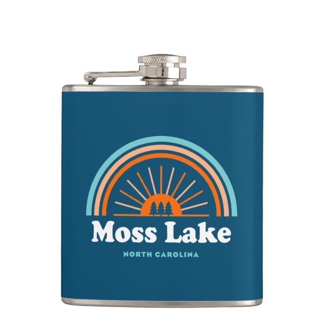 Moss Lake North Carolina Rainbow Hip Flask (Front)