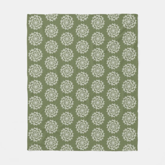 Moss Mandala Fleece Blanket (Front)