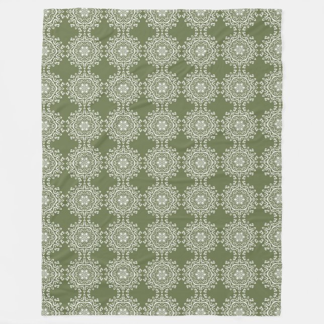 Moss Mandala Fleece Blanket (Front)