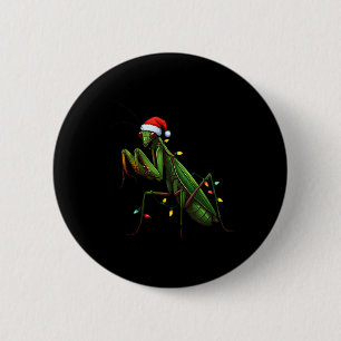 Moss Mantis Christmas Light Santa Hat Animal Insec 6 Cm Round Badge