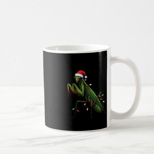 Moss Mantis Christmas Light Santa Hat Animal Insec Coffee Mug (Right)