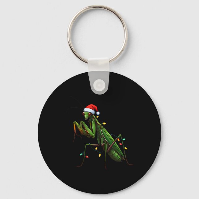 Moss Mantis Christmas Light Santa Hat Animal Insec Key Ring (Front)