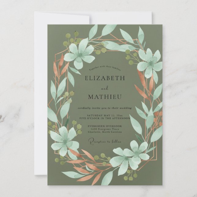 Moss Mint Foliage Wedding Invitation (Front)