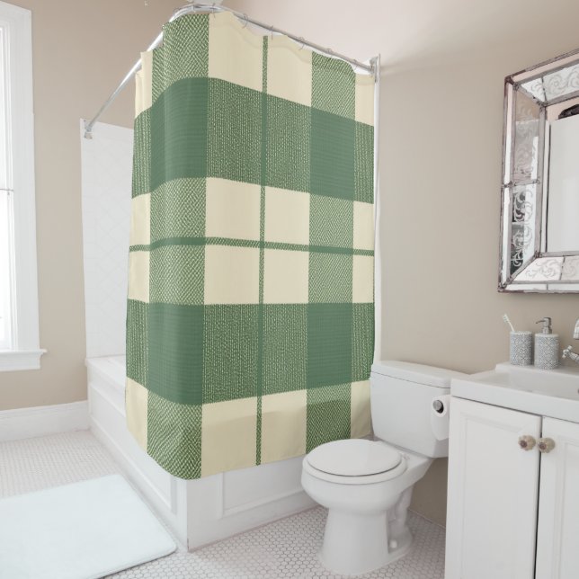 Moss Plaid Shower Curtain (In Situ)