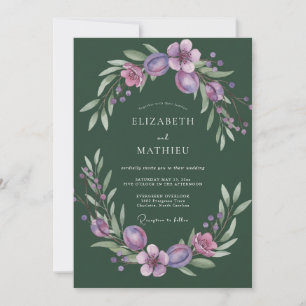 Moss Plum Leafy Wedding Invitation