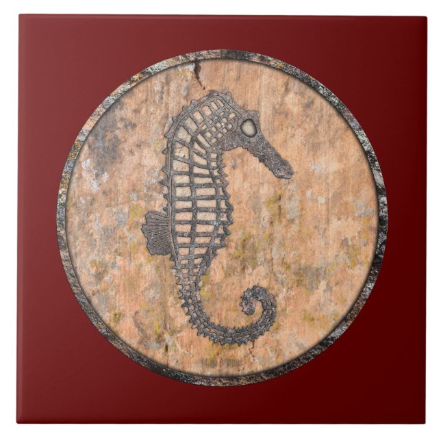 Moss Rock Sea Horse Talking Canyons, New Mexico Tile (Front)
