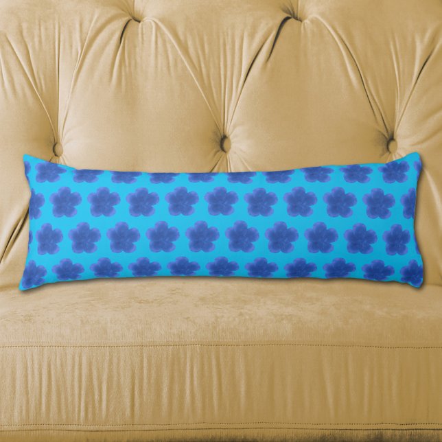 Moss Rose Flower Seamless Pattern on Light Blue Body Cushion (Moss Rose flower seamless pattern on body pillow)
