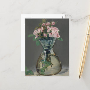 Moss Roses in a Vase by Edouard Manet Holiday Postcard