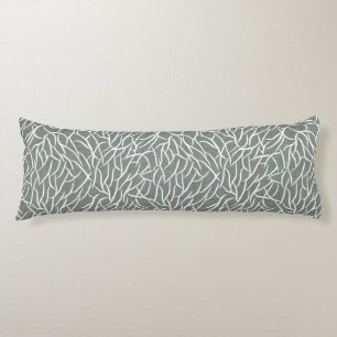 Moss sage green boho bare coral branches body cushion