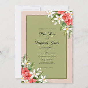 Moss Scarlet Hibiscus Wedding Invitation