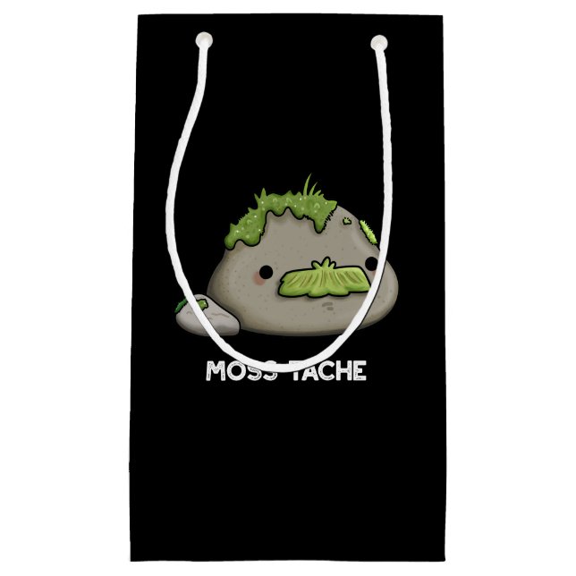 Moss-tache Funny Moustache Pun Dark BG Small Gift Bag (Front)