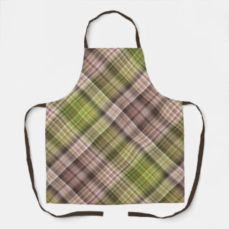 Mossy Bark Brown and Green Plaid Apron