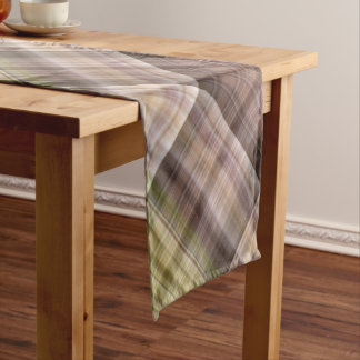 Mossy Bark Brown and Green Plaid Short Table Runner