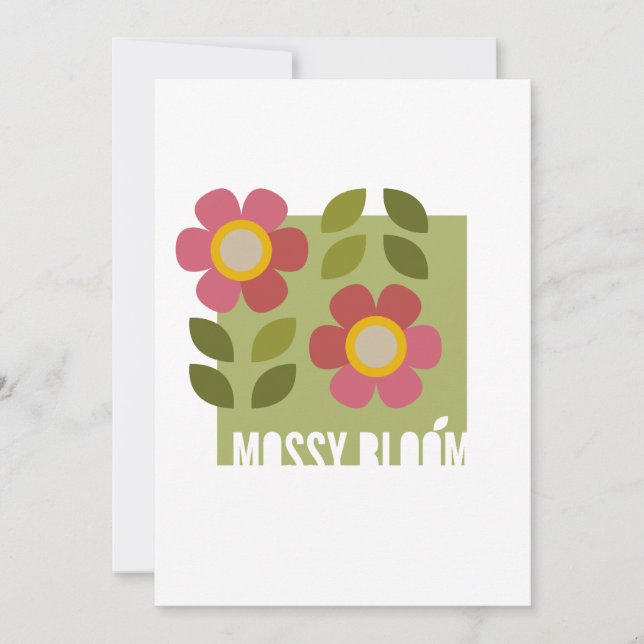 MOSSY BLOOM - Modern Floral Invitation Card (Front)