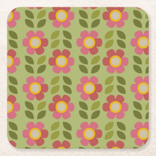 MOSSY BLOOM - Modern Floral Paper Coaster