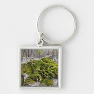 Mossy Broken Headstone Key Ring