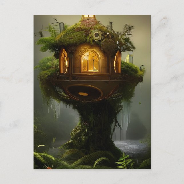 Mossy Fairy House Postcard (Front)