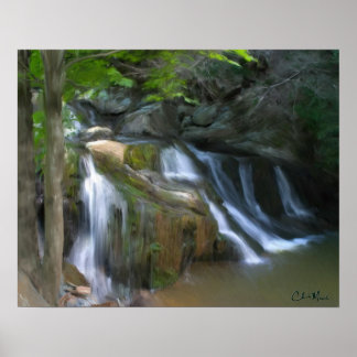 Mossy Falls - Painting Poster