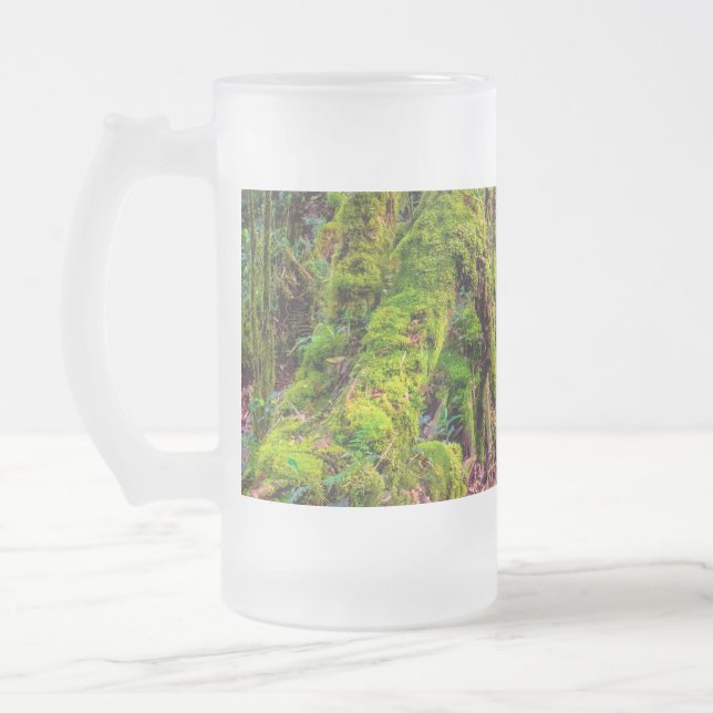 Mossy Forest Frosted Glass Beer Mug (Left)