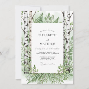 Mossy Green Artistic Wilderness Wedding Invitation