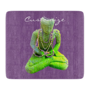 Mossy Green Buddha Meditating Thunder_Cove Cutting Board