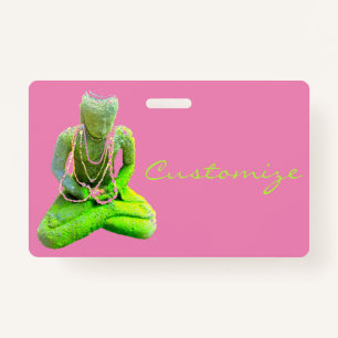 Mossy Green Buddha Meditating Thunder_Cove ID Badge